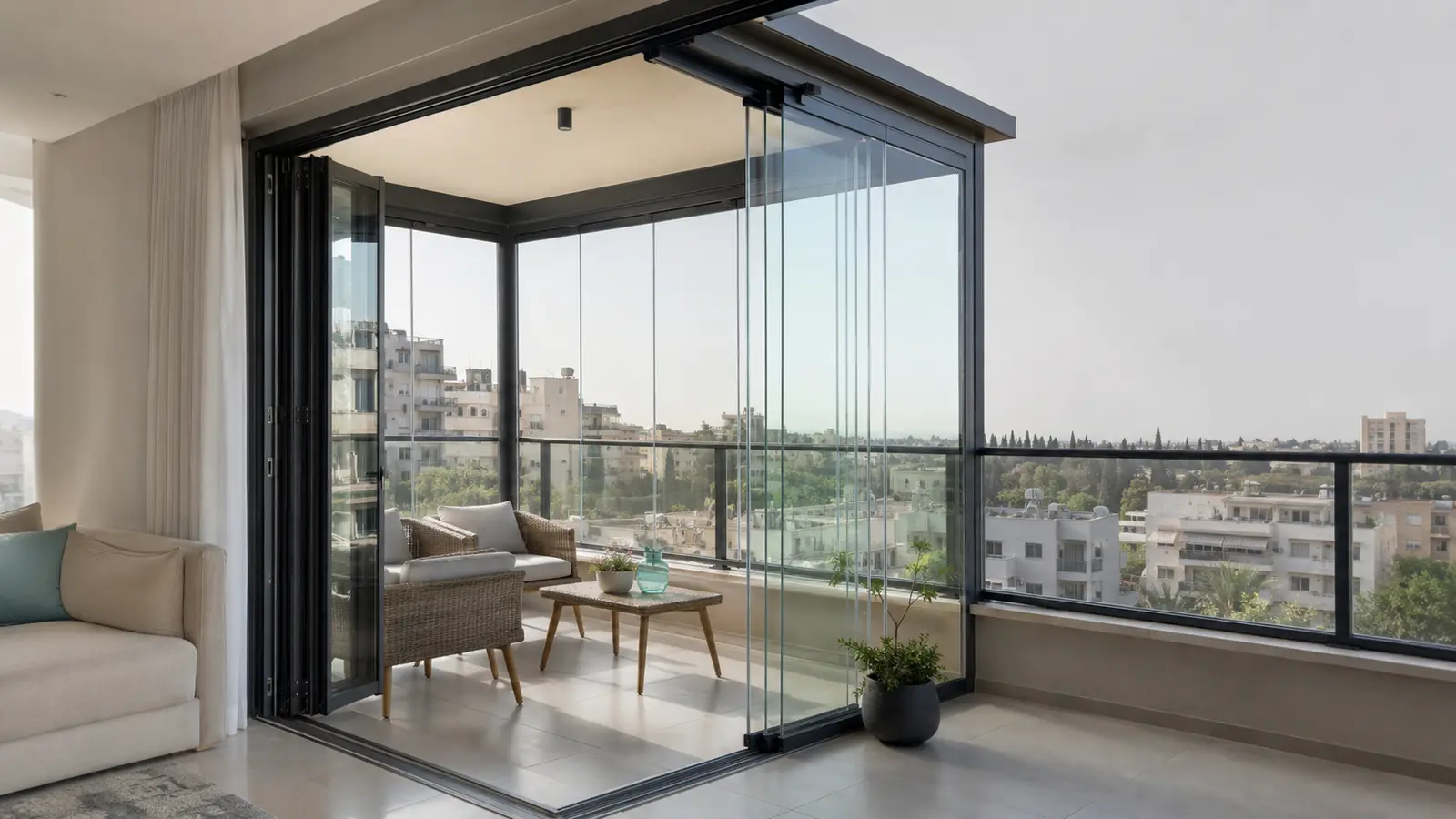 סגירת מרפסת באלומיניום וזכוכית בבית פרטי